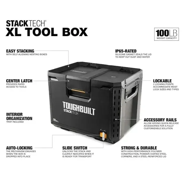 TOUGHBUILT STACKTECH Jumbo Tool Box Multifunctional Car Storage Repair Parts Box Stackable Organizer