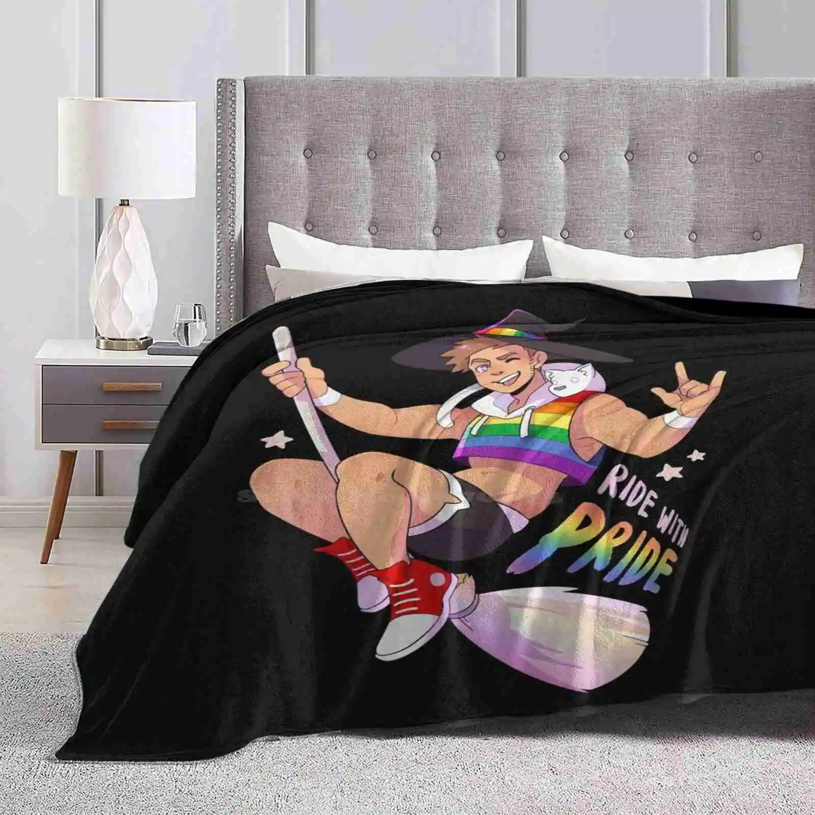 Ride With Pride-Gay Blanket Soft Warm Travel Portable Blanket Witch Gay Pride Lgbt Pride Homosexual Character Cat Purple Gay