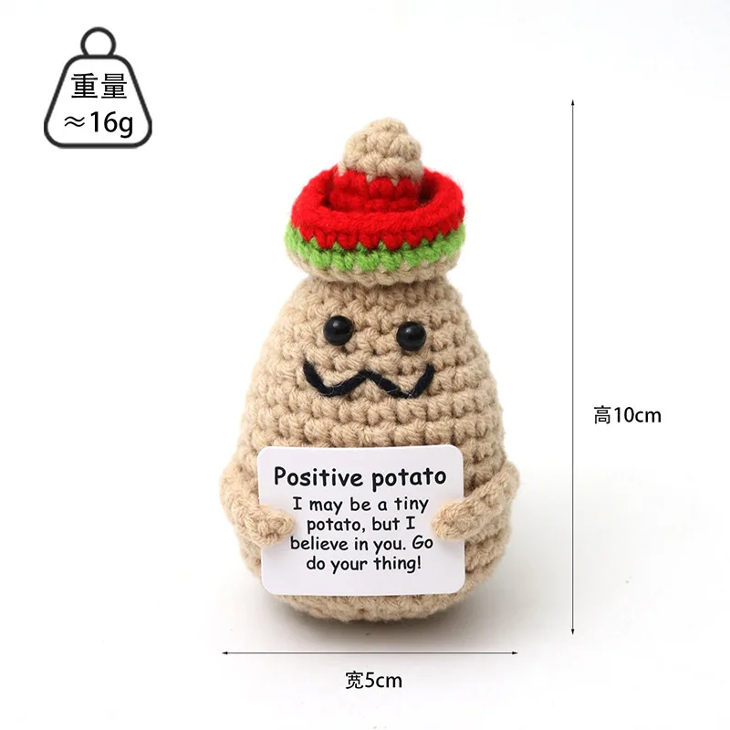 

Knitted Potatoes Funny Positive Energy Knitted Wool Hooded Potatoes Hold German English Card