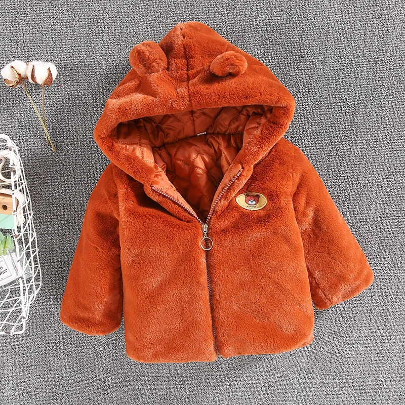 1 2 3 4 5 6 Year Baby Boys Jacket Autumn Winter Warm Hooded Zipper Outerwear Fashion Little Bear Coat Birthday Gift Kids Clothes