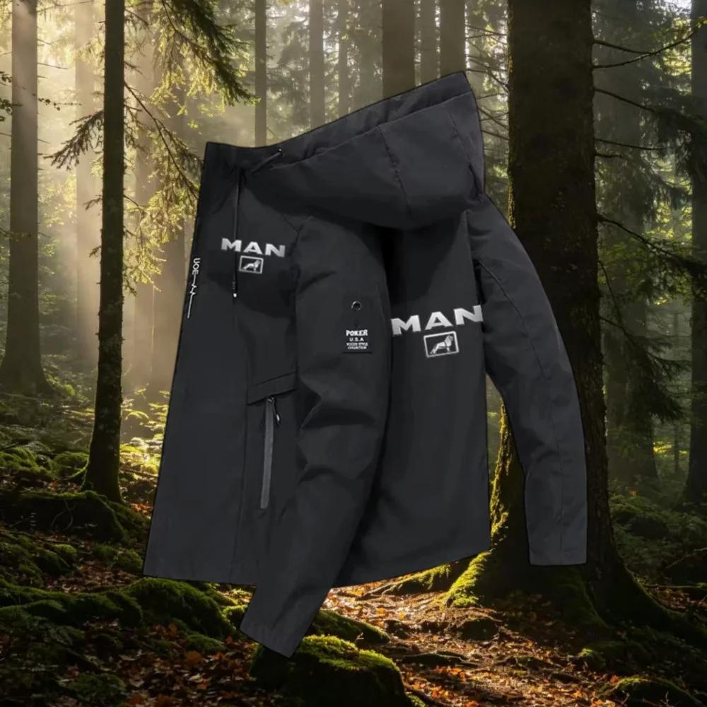Fashion brand spring and autumn new classic printed design jacket men hot selling outdoor leisure sports windproof hooded jacket