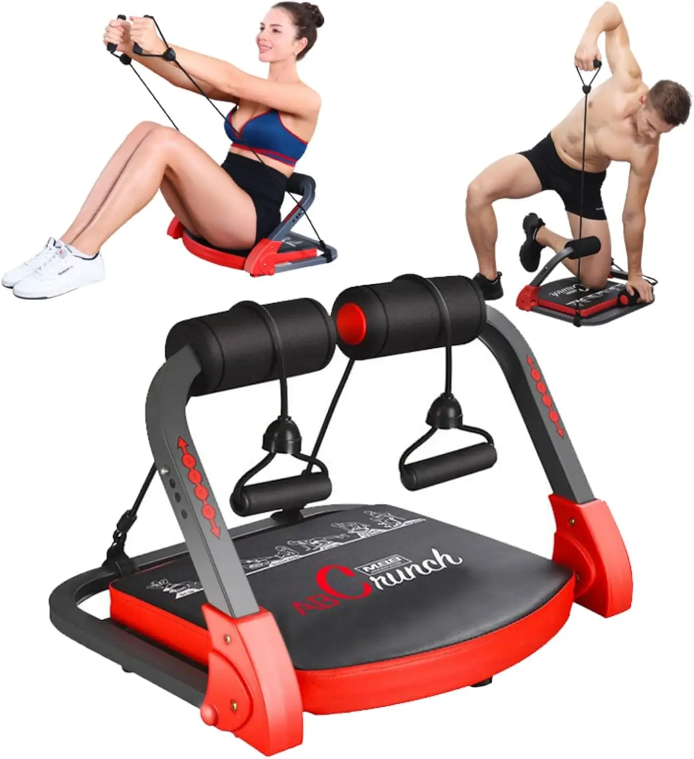 

Ab Machine for Home Gym with Resistance Bands - Core Trainer & Stomach Workout Equipment