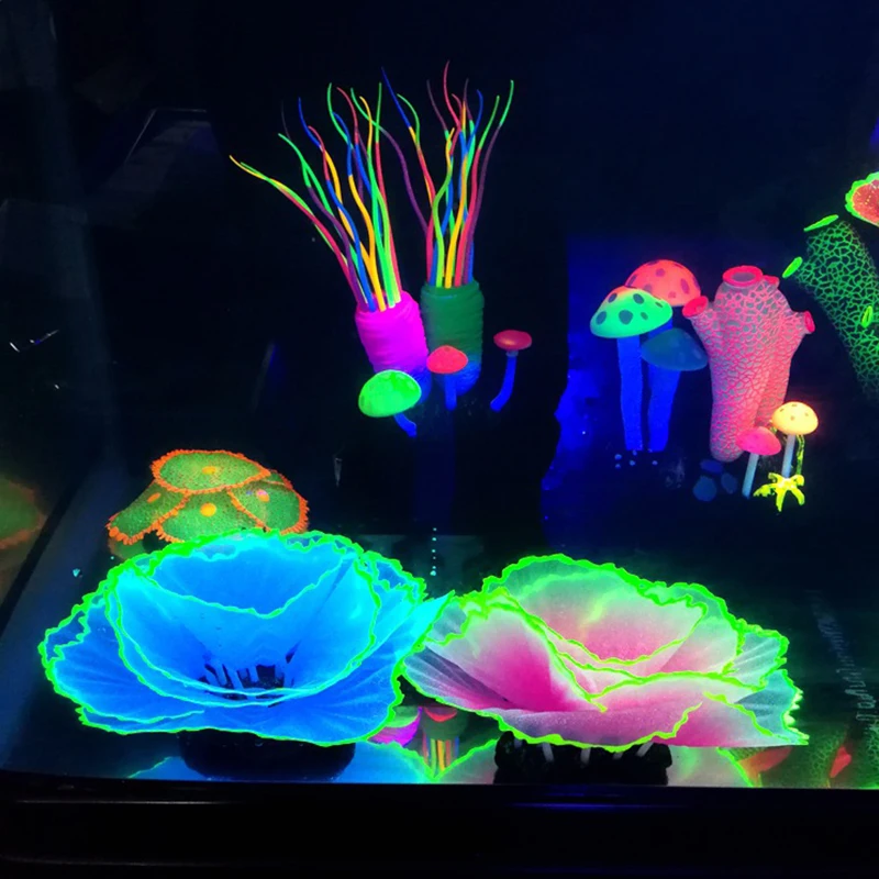 Fluorescent Aquarium Decoration Fish Tank Landscaping Coral Simulation Lettuce Aquarium Plants Ornament Underwater Fish Tank
