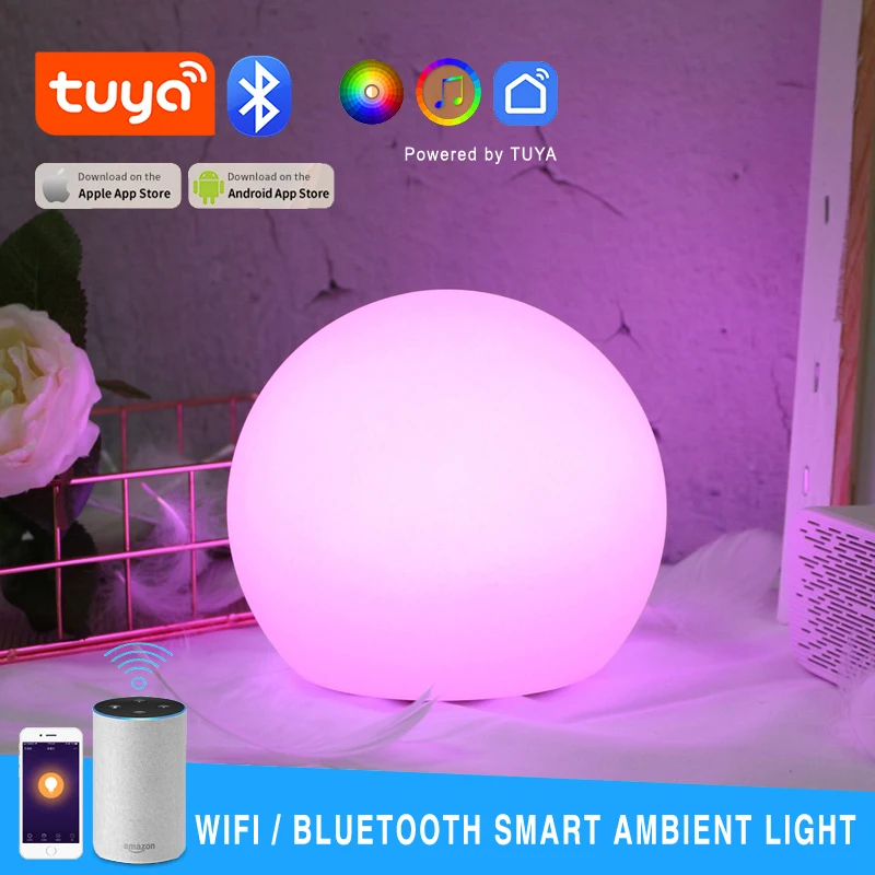 D15/20Cm Smart Life Rgb Ball Light Wifi Bluetooth Tuya App Control Dimbare Tafellamp Ins Hot Bedroom Nachtlampjes Dropshipping