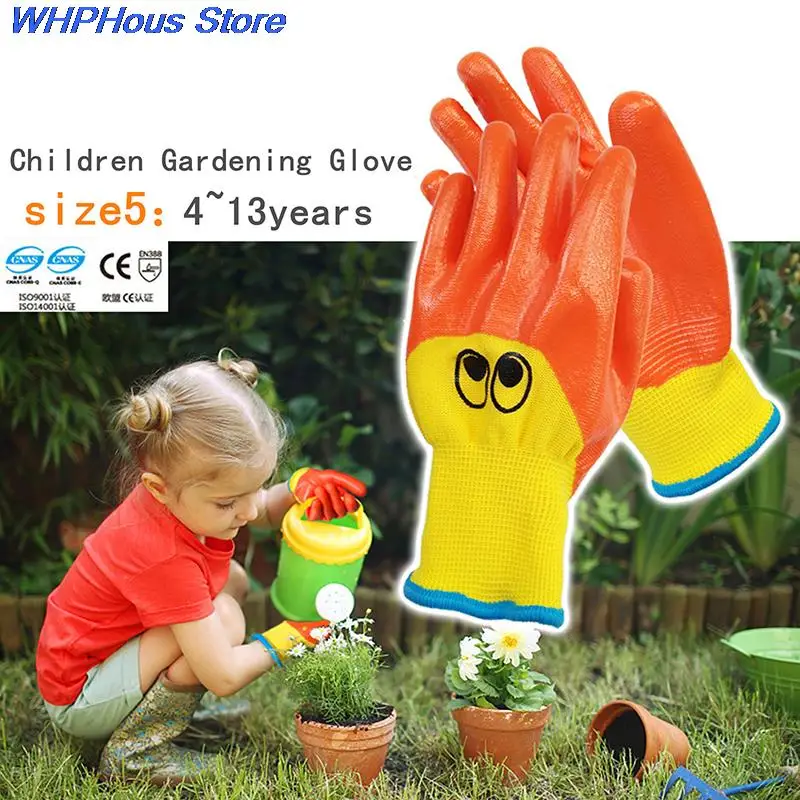 2PCS Kids Protective Hand Gloves Durable Garden Gloves for Children Waterproof Cleaning Protector Planting Working Gadget Tool