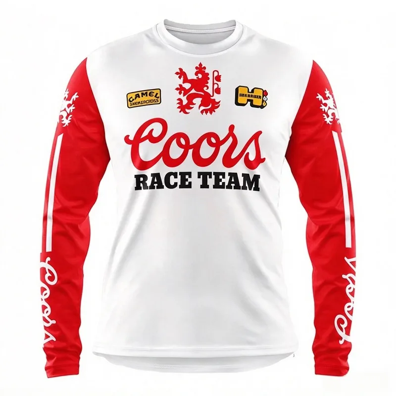 Racing Inspired 3D Print Long Sleeve Jersey Family Matching Retro Motocross Graphic Top Offroad Sports Casual Shirt Adults Kids