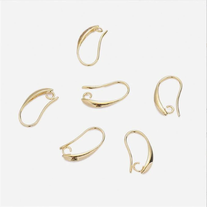 

50Pcs/Lot 18K Gold Plated Glossy Waterdrop Ear Hooks Charm Connectors Diy Jewelry Making Findings Ornament Earrings Accessories