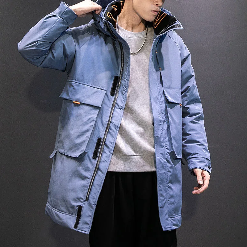 

Faionable Urban Du down Jaet Men's Hooded Mid-Length Warmth Youth Winter Outerwear Sli Coat for Couples