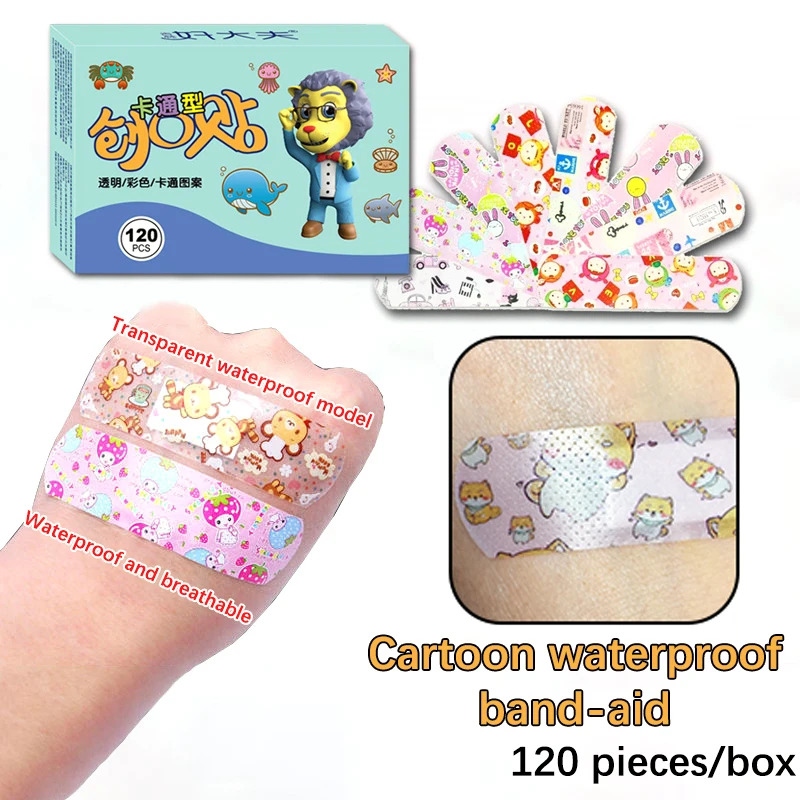 120Pcs/Box Cartoon Medische Patch Waterproof Breathable Self Adhesive Bandage Cute Animal Patterns Kids Hemostatische Patch