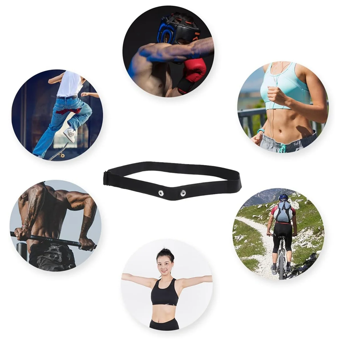 ABPO Heart Rate สายรัดหน้าอกเปลี่ยนเข็มขัดปรับขี่จักรยาน Heart Rate เข็มขัดเข็มขัดยืดหยุ่นสีฟ้า