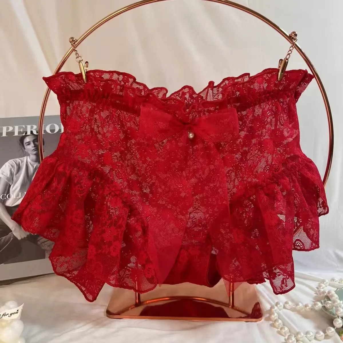 Damenunterwäsche, sexy Spitzenhöschen, nahtlos und bequem, mittelhohe Taille, Dreieck-Unterhose, weibliche Dessous mit Schleife