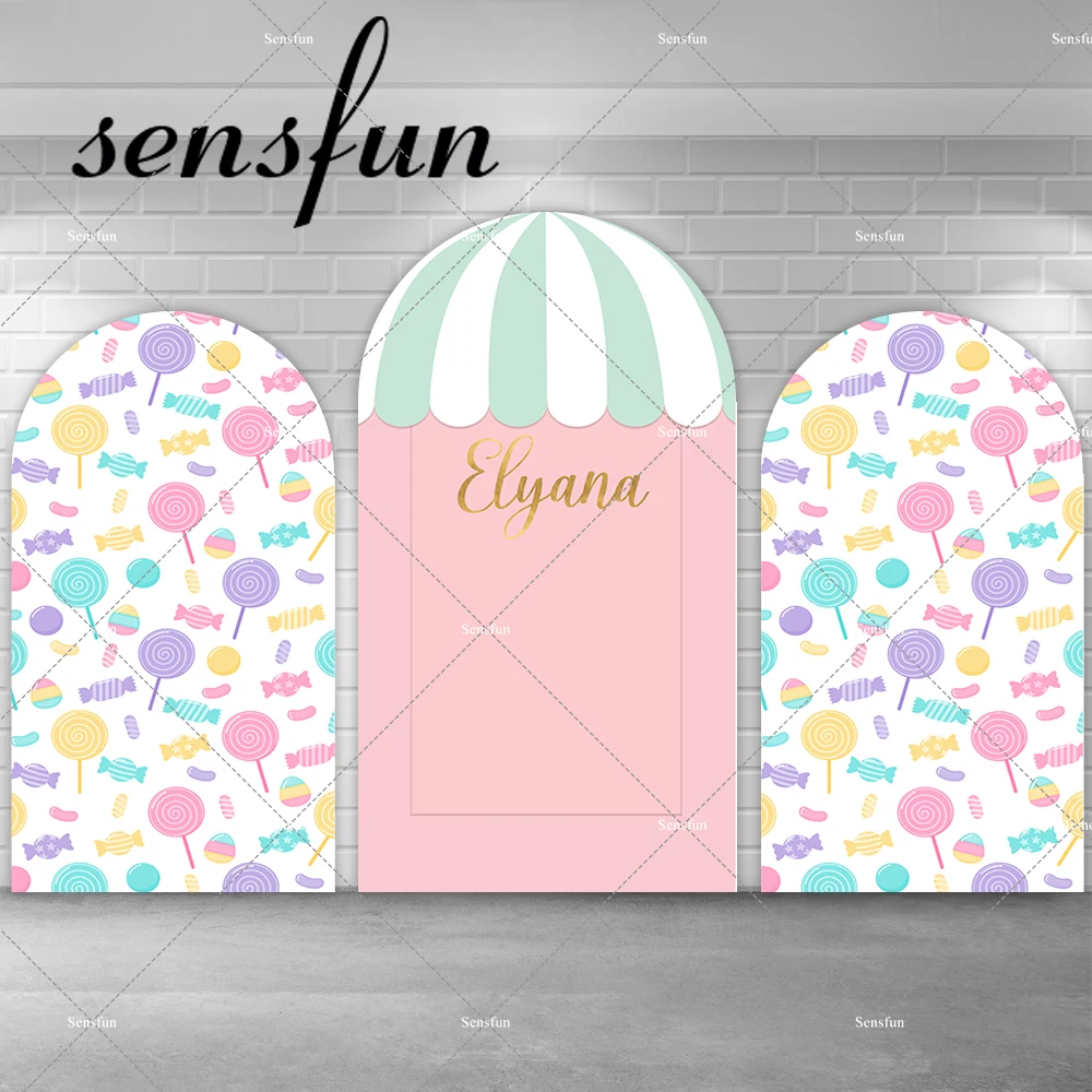 Ice Cream Candy Shop Arch fondale Cover per ragazze neonato Shower 1a festa di compleanno sfondi Chiara Wall Banner