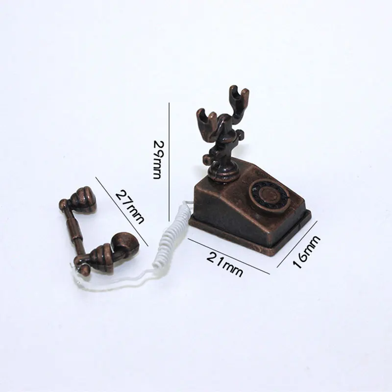 Miniature Alloy Mini Tea Coffee Set With Tray Mini Telephone Model Toys For Barbies Ob11 Dolls Dollhouse Furniture Accessories