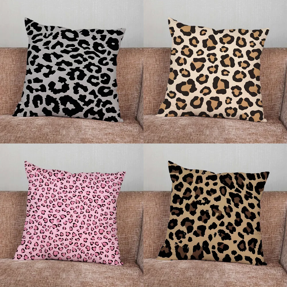 

Pink Leopard Print Pattern Pillow Case For Home Bedroom Car Office Decoration Living Room Sofa Cushion Cover Suitable