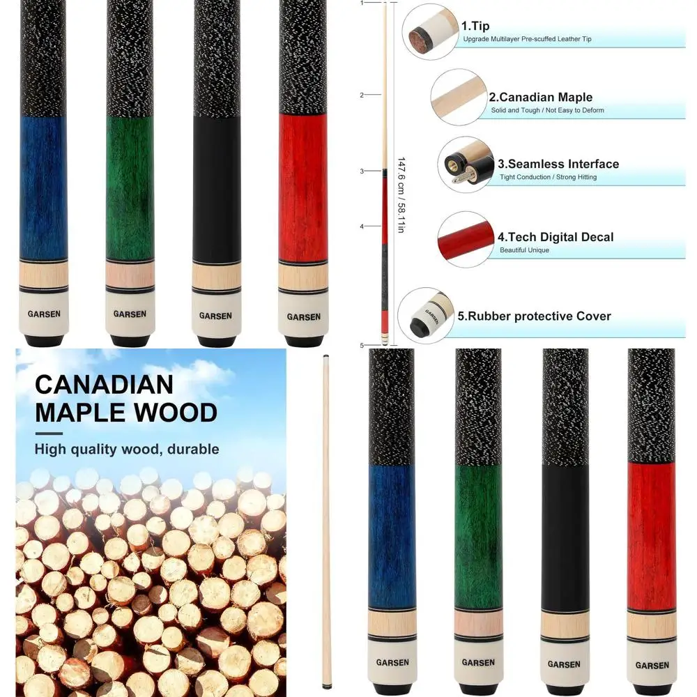 

58 Billiard Cue Stick - 18 to 21 oz Weights for Pool House & Bar Play