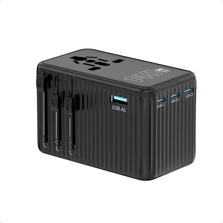 

140W Universal Travel Adapter Global Outlet Converter Quick Charger with 3USB C+1 USB A Ports AllinOne Wall Charger Travel enti