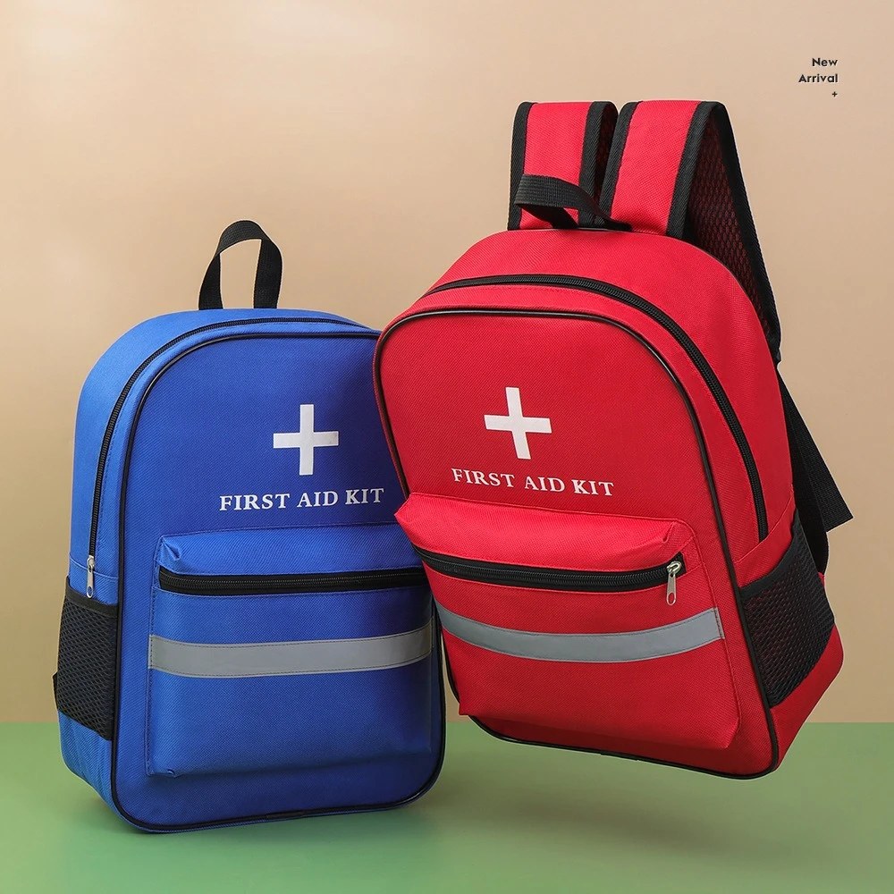 Reflective Oxford First Aid Backpack Empty, Multi-Pocket Emergency Medical Kit for Camping, Hiking, Travel, Car & Home Survival