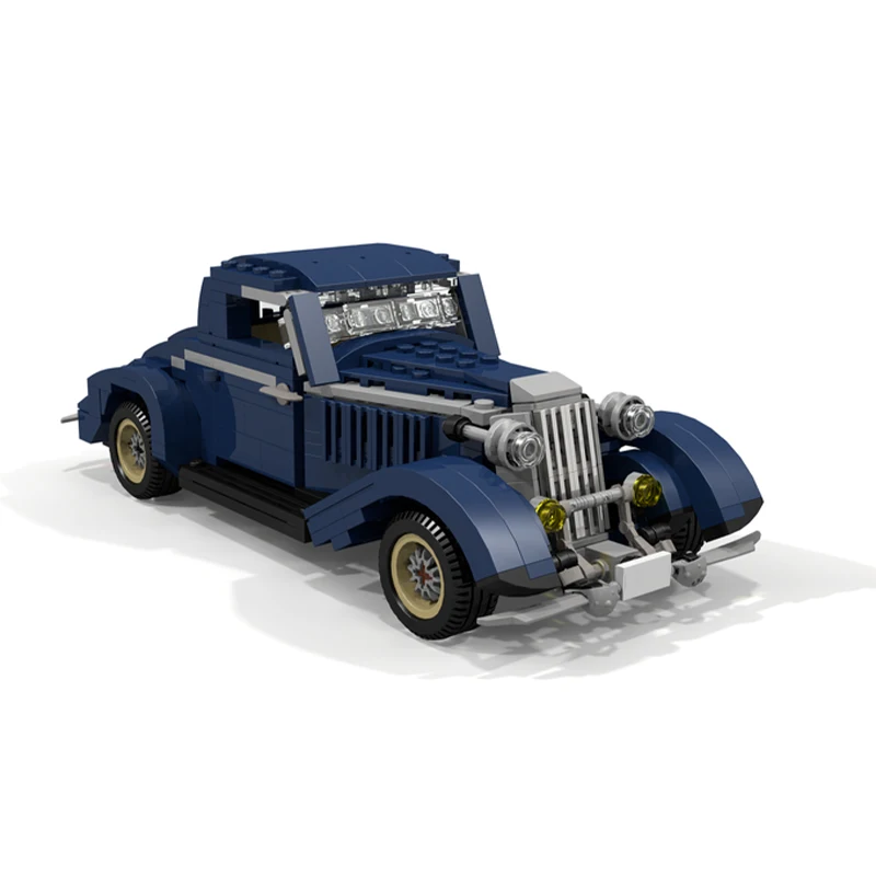 

477Pieces MOC Fordes 1933 Model 40 V8 3-Window Coupe Navy - Retro Detailed DIY Model Building Blocks Birthday Toys Gift