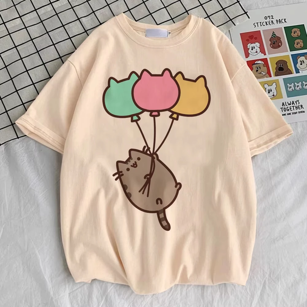 Pusheen Shirt 2026 Couple's Clothing Girlfriend Gift Summer Men's Women's Casual Oversized Streetwear Y2k Pure Cotton T-shirt