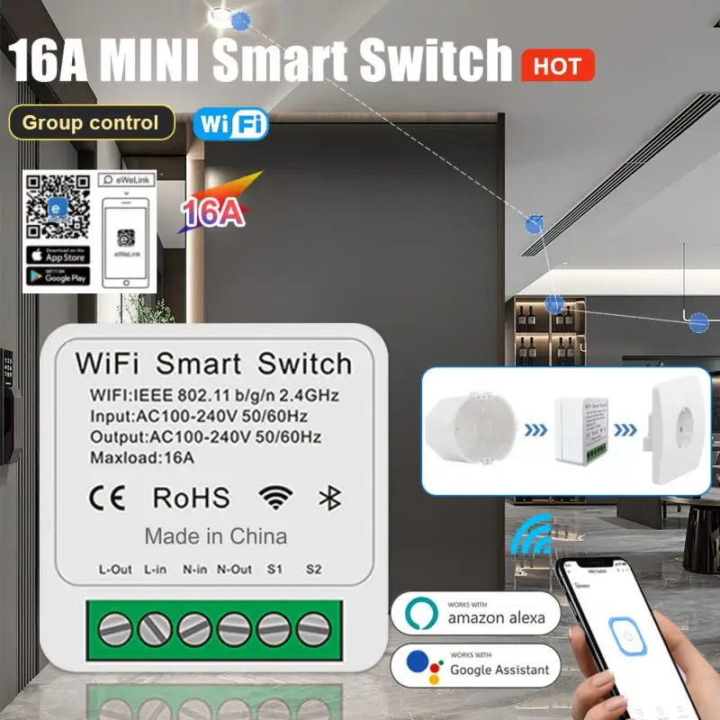 Wifi 16a Smart Switch Mini Tuya Wifi Smart Switches With Power Home Automation Module Smart Life App Products 4/6 Keys Wifi Mini