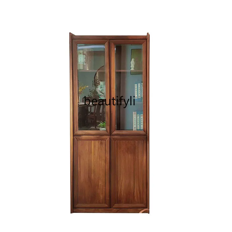 Modern Simple Bookcase Small Locker Household Two Door Solid Wood File Cabinet 50 Length