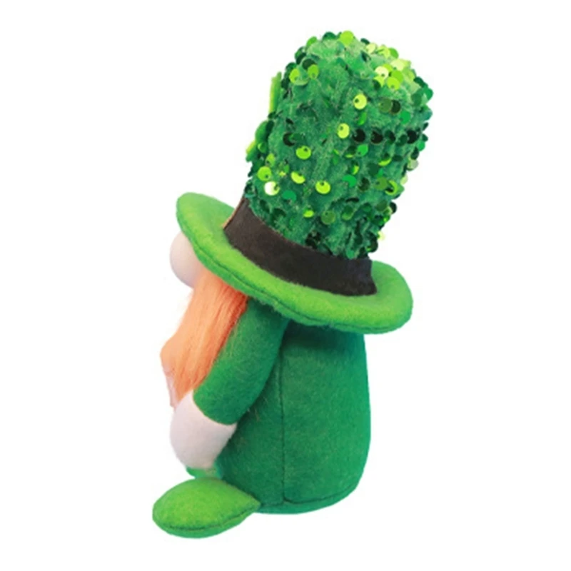 Muñeco peluche Gnomo del Día Patricio, figuritas tréboles duende peluche escandinavo, elfo irlandés hecho