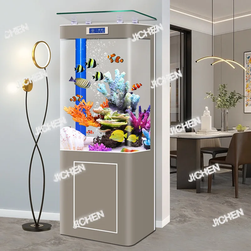 

JC New one-piece square fish tank bottom filtration vertical wall-facing aquarium living household goldfish tank can be customi