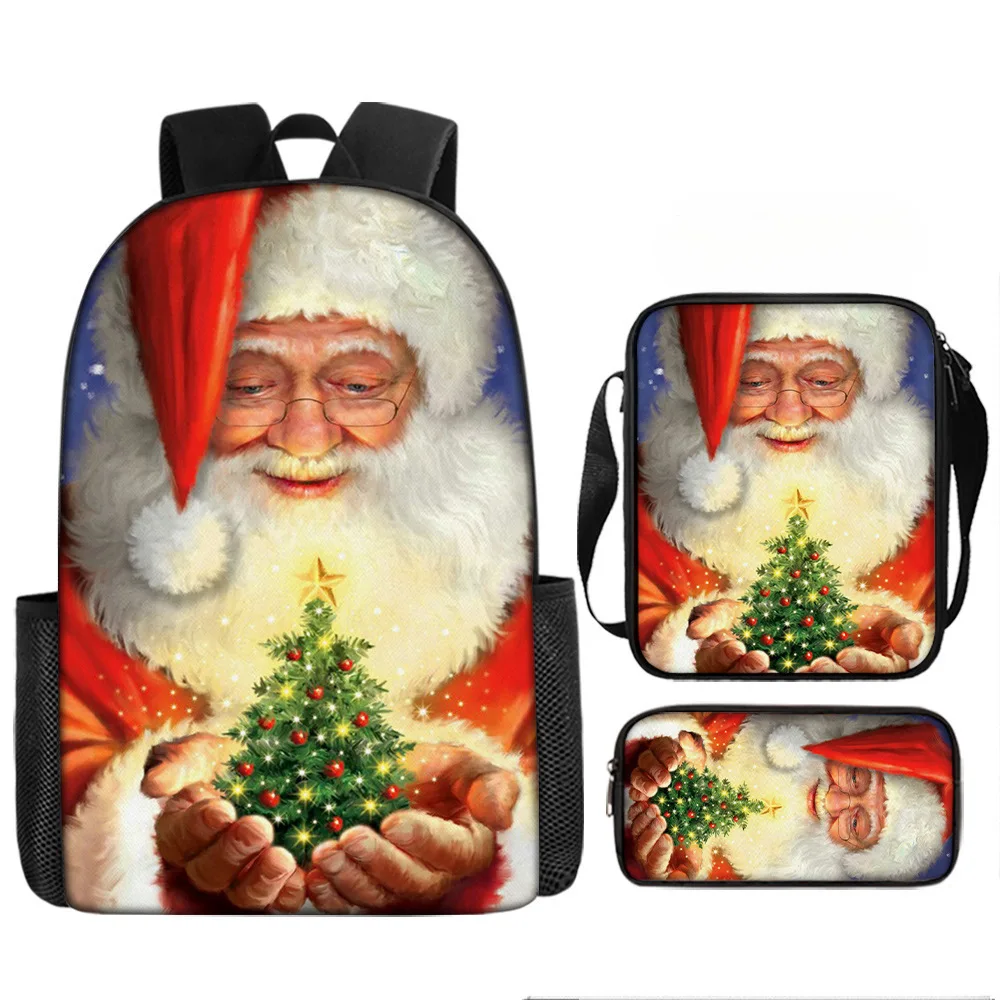 

Cartoon Youthful Novelty Funny Christmas 3D Print 3pcs/Set Student Travel bags Laptop Daypack Backpack Shoulder Bag Pencil Case