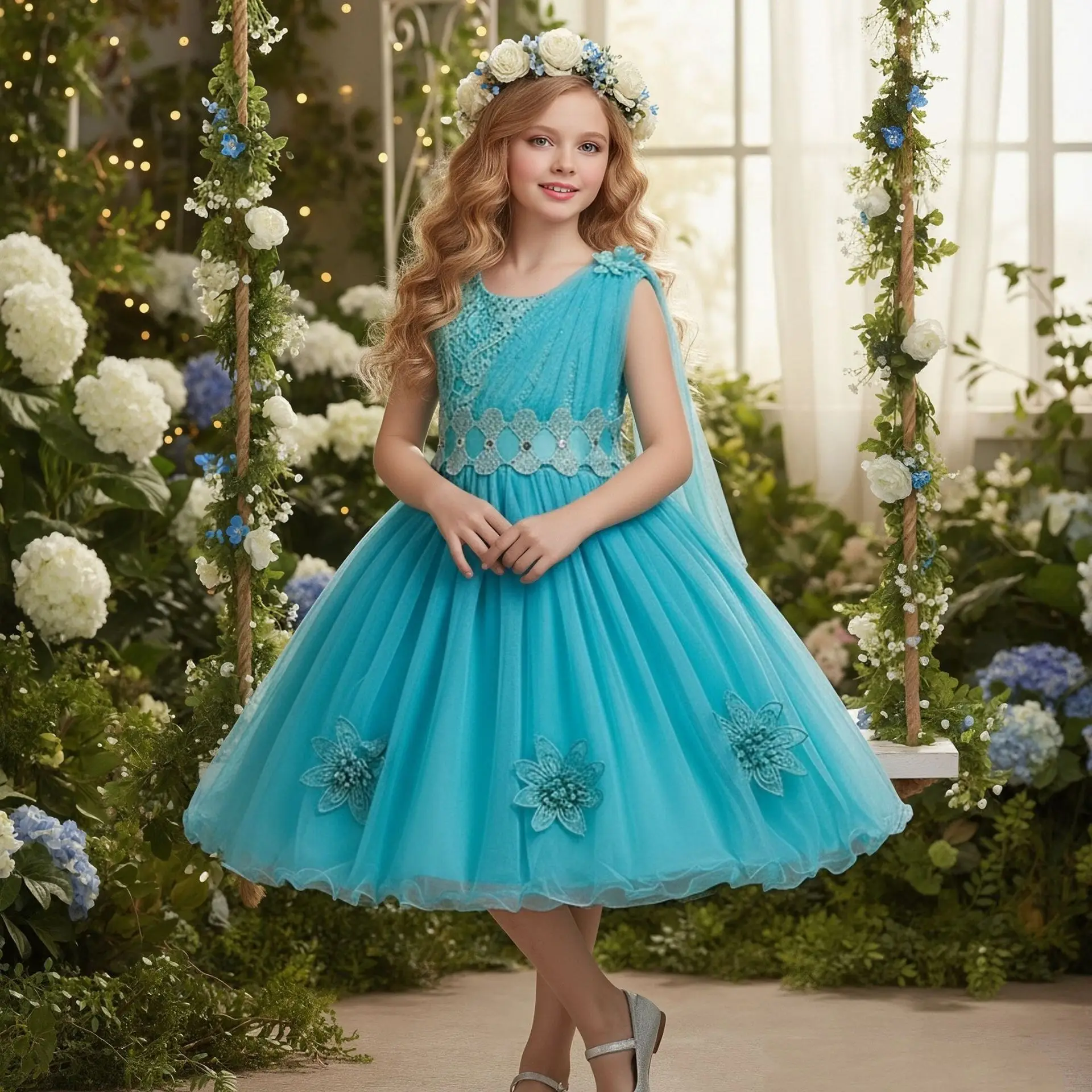 

Flower Girl Dress Tulle Wedding Girls Party Dresses Bridesmaid Dress Children Ball Gown Communion Pageant Girl Princess Dress