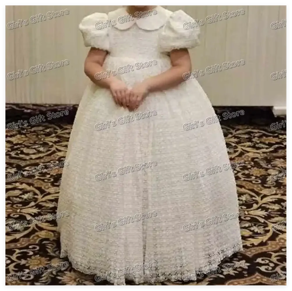 Hollow Out Lace Flower Girl Dresses for Wedding Princess Toddler Lovely Birthday Gift Dress Half Sleeve First Communion Gown