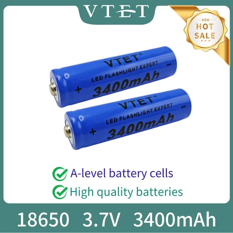 2024 New 18650 3.7V 3400mAh Rechargeable Battery for Flashlight Torch Headlamp Li-ion Rechargeable  Drop A-grade battery cell