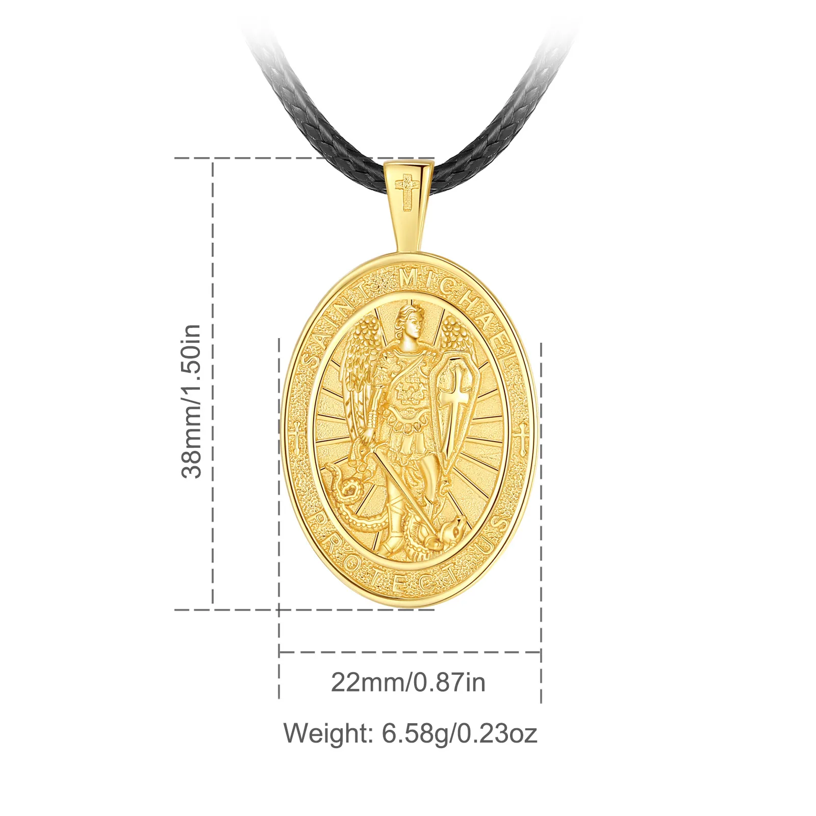 Eudora New 925 Sterling Silver St.Michael Necklace 18K Gold Cross Shield Amulet Pendant Religious Jewelry Gift for Men Women