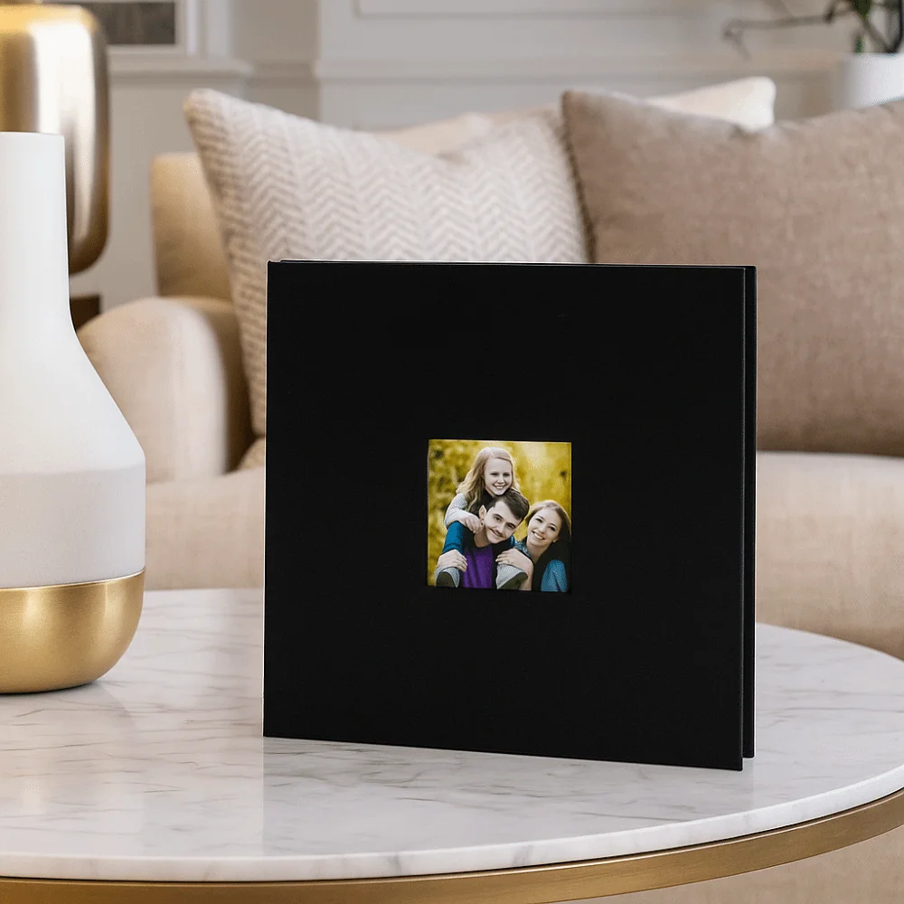Linen Cover Self Adhesive Photo Album Large Capacity Square DIY Photo Book 20 Sheets with Window Scrapbook Valentines Day