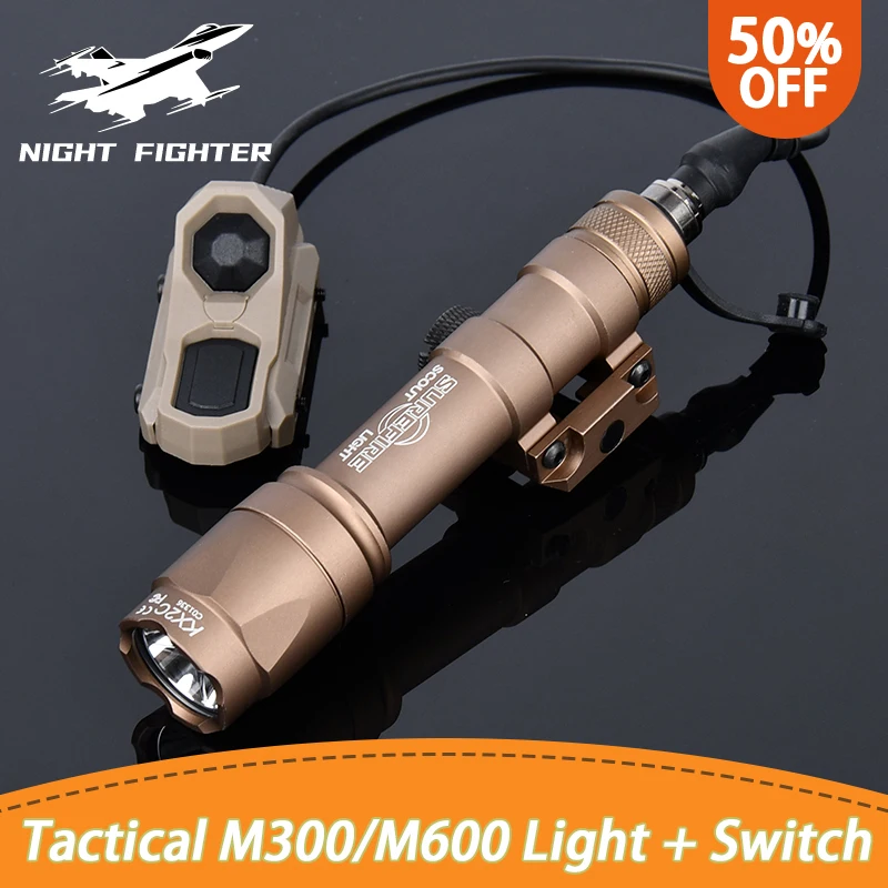 

Tactical Surefir Flashlight SF M300 M600 Weapon Light AXON Switch Fit 20mm Picatinny MLOK KEYMOD Rail Airsoft Hunting Gun Lamp