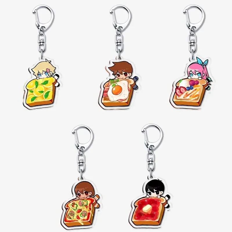 Bread Theme 5cm Cool And Fun Pixel Acrylic Omori Game Keychain Bag Car Keyring Anime Pendant Accessories Student Gift Kel Basil