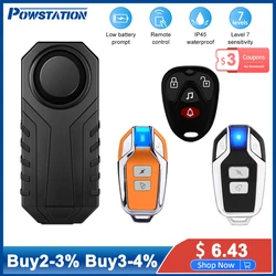 Powstation Motorcycle Bike Alarm Wireless Remote Control Vibration Sensor Anti-theft 113dB Loud Waterproof Security Bike Alarm