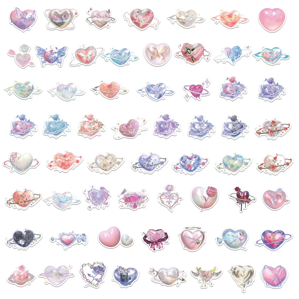 60Pcs Korean Style Rose Heart Guka Stickers - 3D Visual Waterproof Decor for Phone Case/Tablet/Journal RecordingYourLife Store