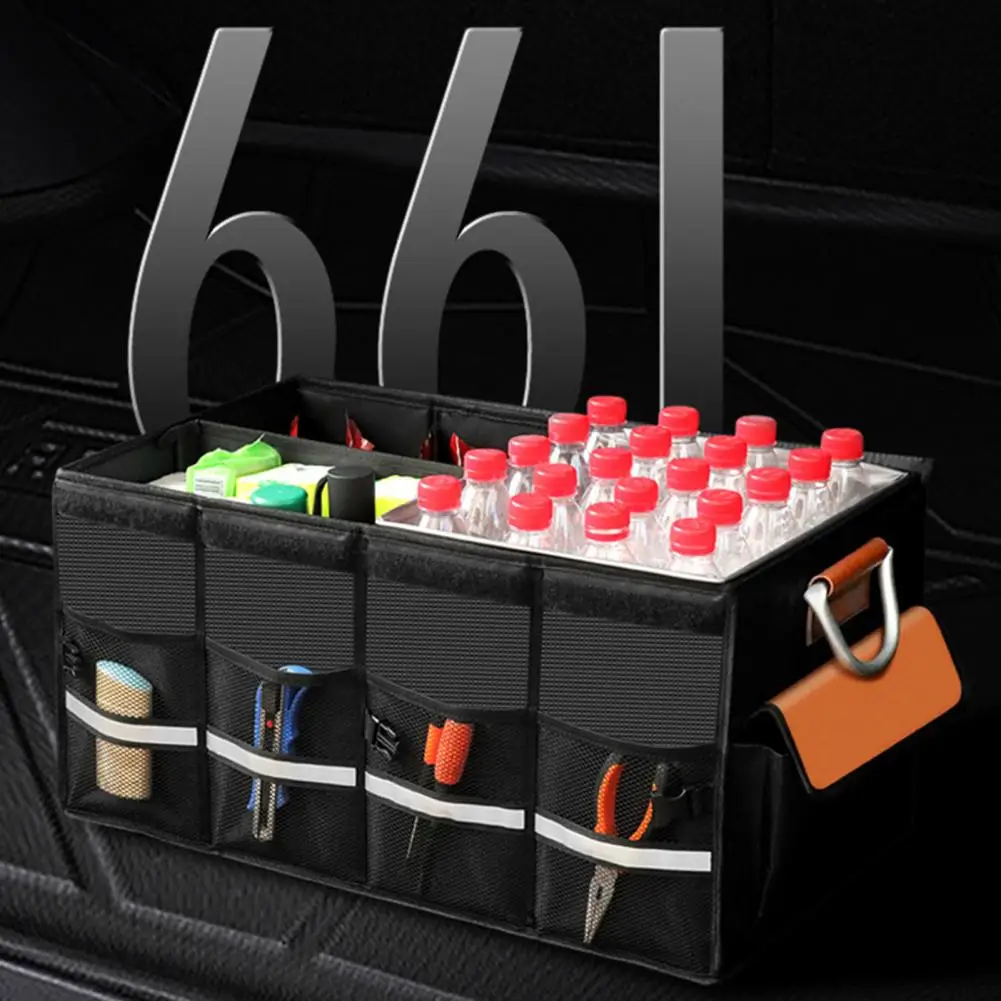 Car Storage Box Sports Equipment Storage Box Foldable Car Trunk Organizer with Capacity 2 Compartments Vehicle Storage for Car