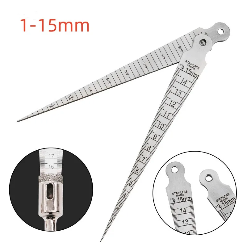 1-15mm Wedge feeler Gap Hole Taper Gauge Stainless Steel Ruler Welding Inspection Taper Gauge Metric Imperial Measure Tool