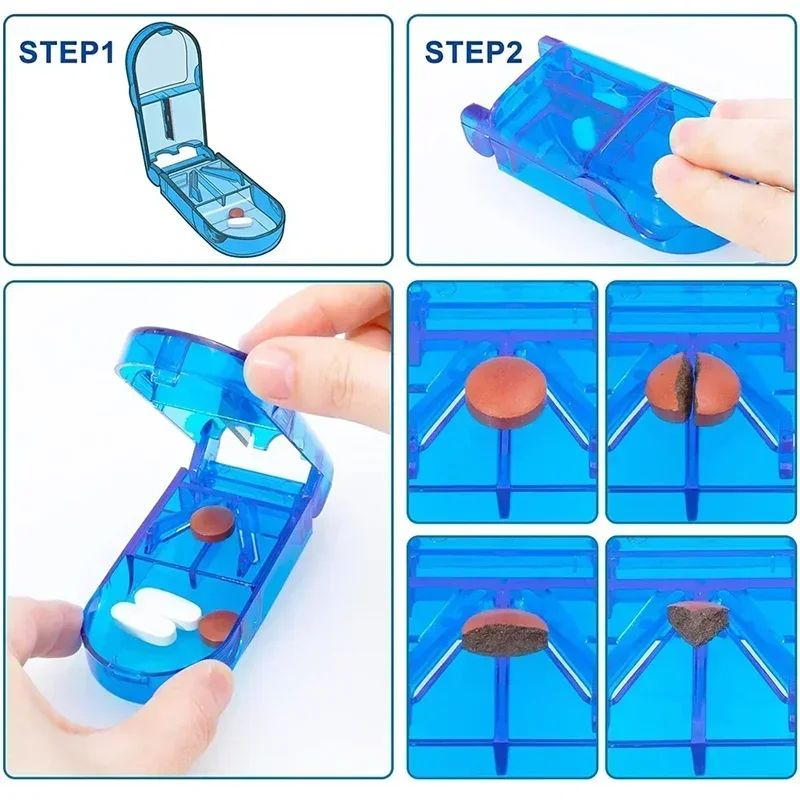 1pc Pill Cutter Medicine Split Box Portable Storage Crusher Travel Home Pill Box Mini Divider Compartment Pill Cutter Case