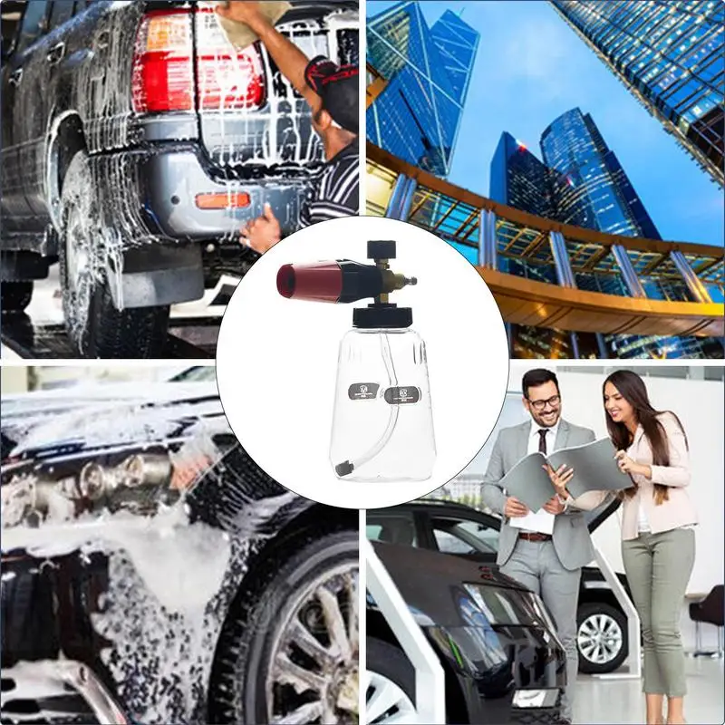 Car Wash Foam Cannon 1000ml Foam Spray Pot Snow Foam Cannon Transparent Car Wash Accessories Kit UniversalSpray Foam Cleaner Noz