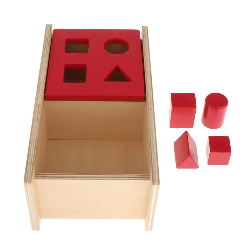 Montessori Imbucare Box Geometry Toys Toddlers Red 0-3 Years Old