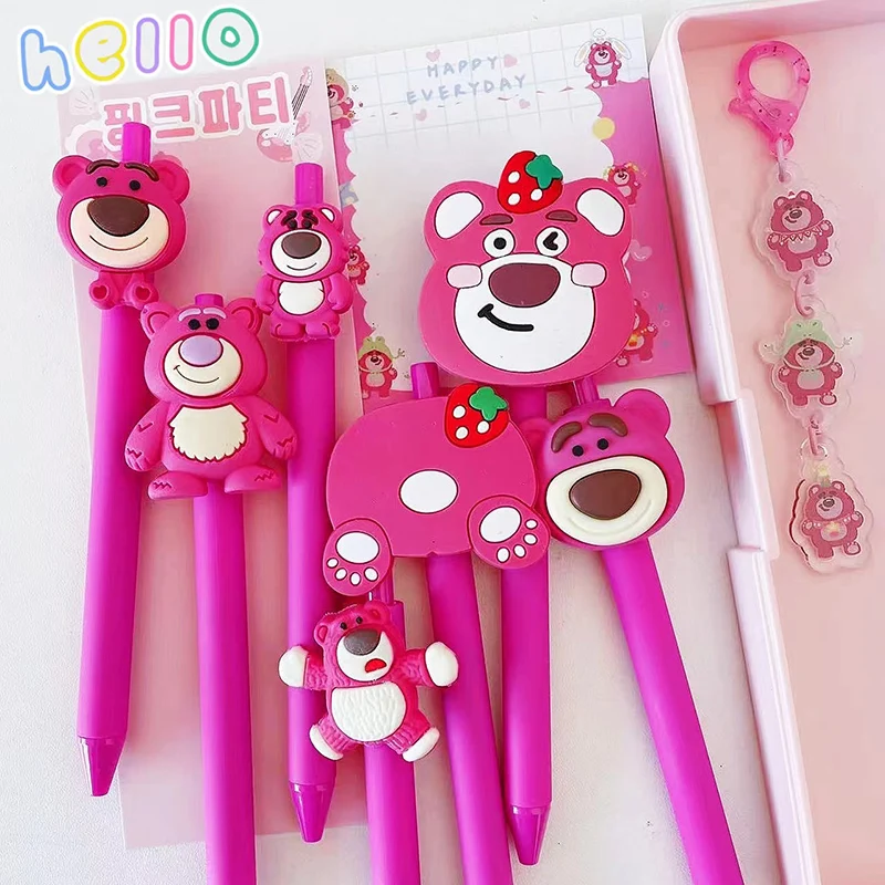 

5pcs mix styles cartoon bear Gel pens The girl Kawaii pressed Gel pen 0.5mm Black Ink Office school stationery