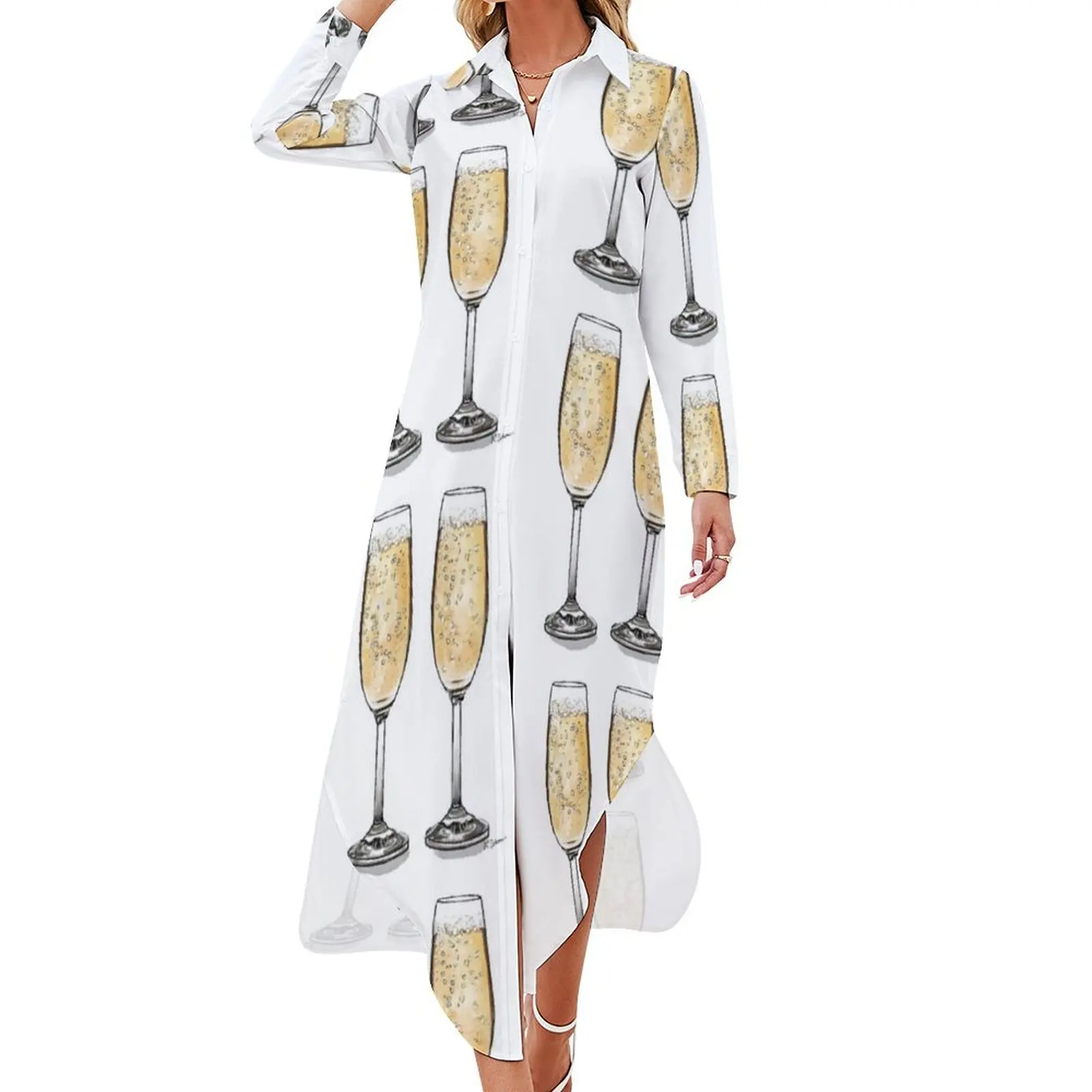 

Cheers! Long Sleeved Shirt Dress wedding dresses for parties Evening dresses