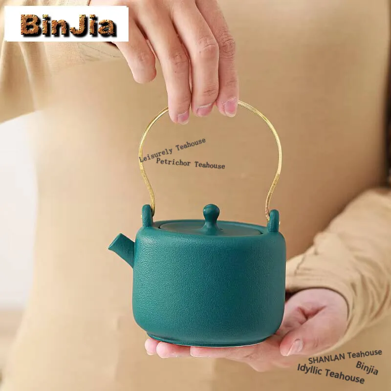 

220ml Coarse Pottery Handmade Teapot Household Filter Loop-handled Teapot Elegant Pot Vintage Tea Maker Kettle Tea Items Crafts