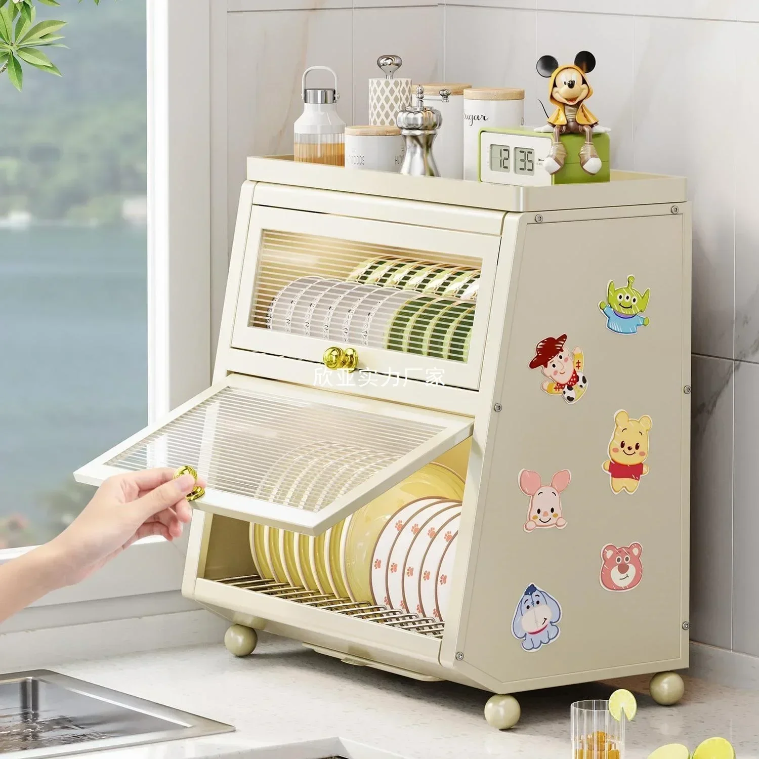 Double-layer countertop Multifunctional household bowl draining bowl rack tableware storage box