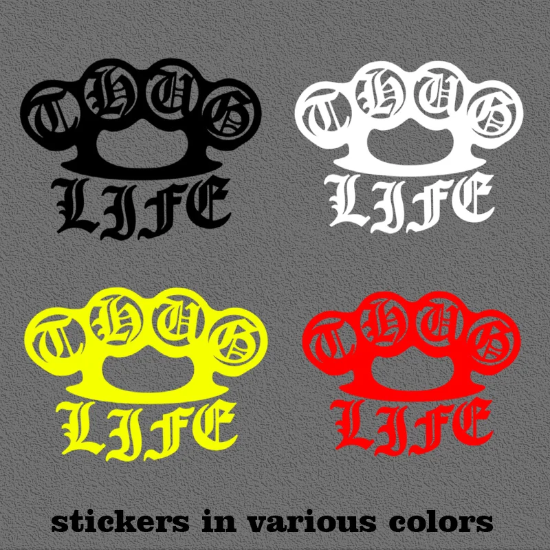 

1PC THUG LIFE Fist & Life Sticker (Black/White/Yellow/Red) Waterproof Decal for Car Laptop High Adhesion