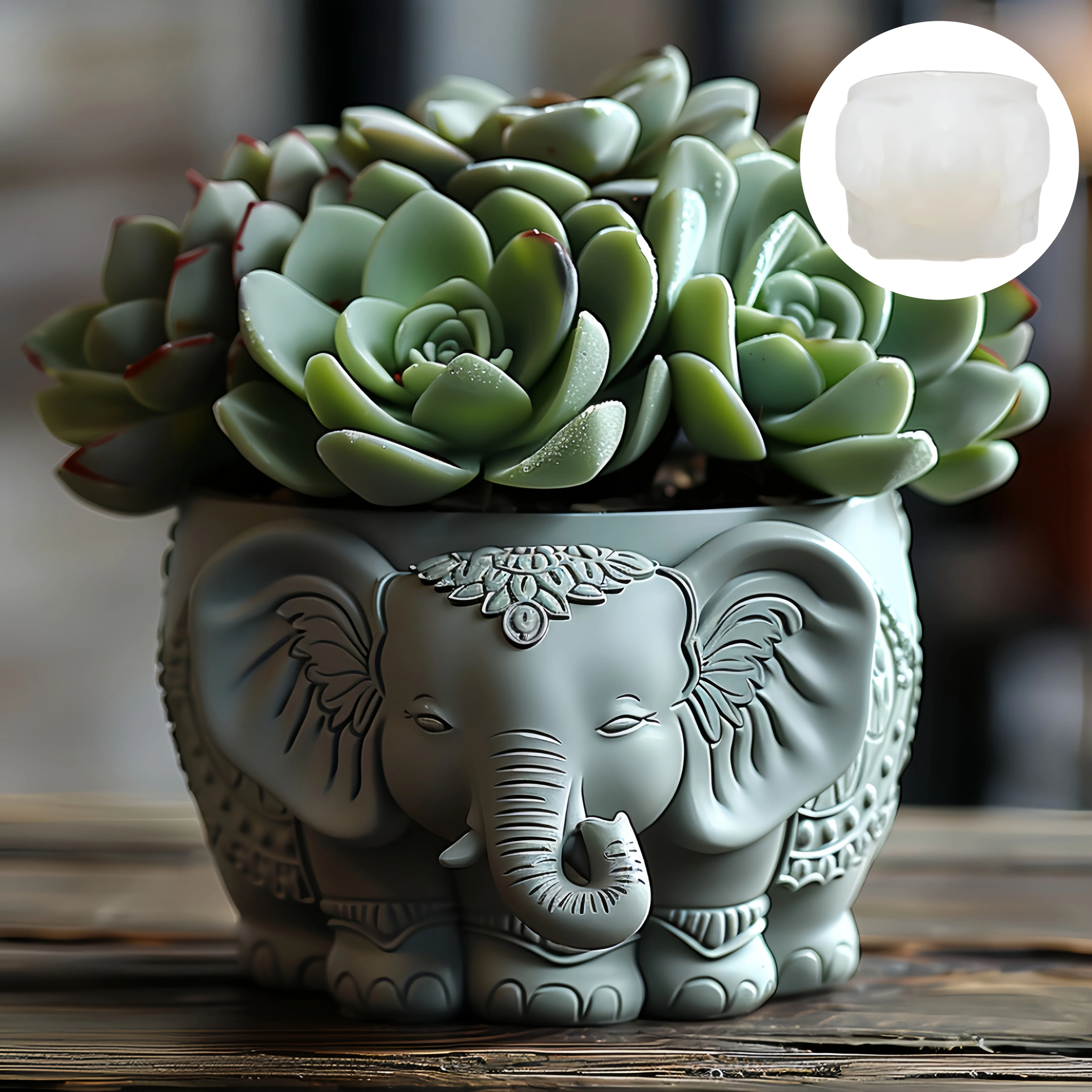 Cute elephant succulent plant flowerpot resin silicone mold pattern relief elephant storage box mould candle cup gypsum molds