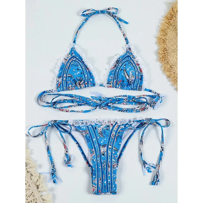 Bandage bikini push up bikinis print smart sexy Brazilian women swimwear micro female swimsuit two piece swimming Su cmm221