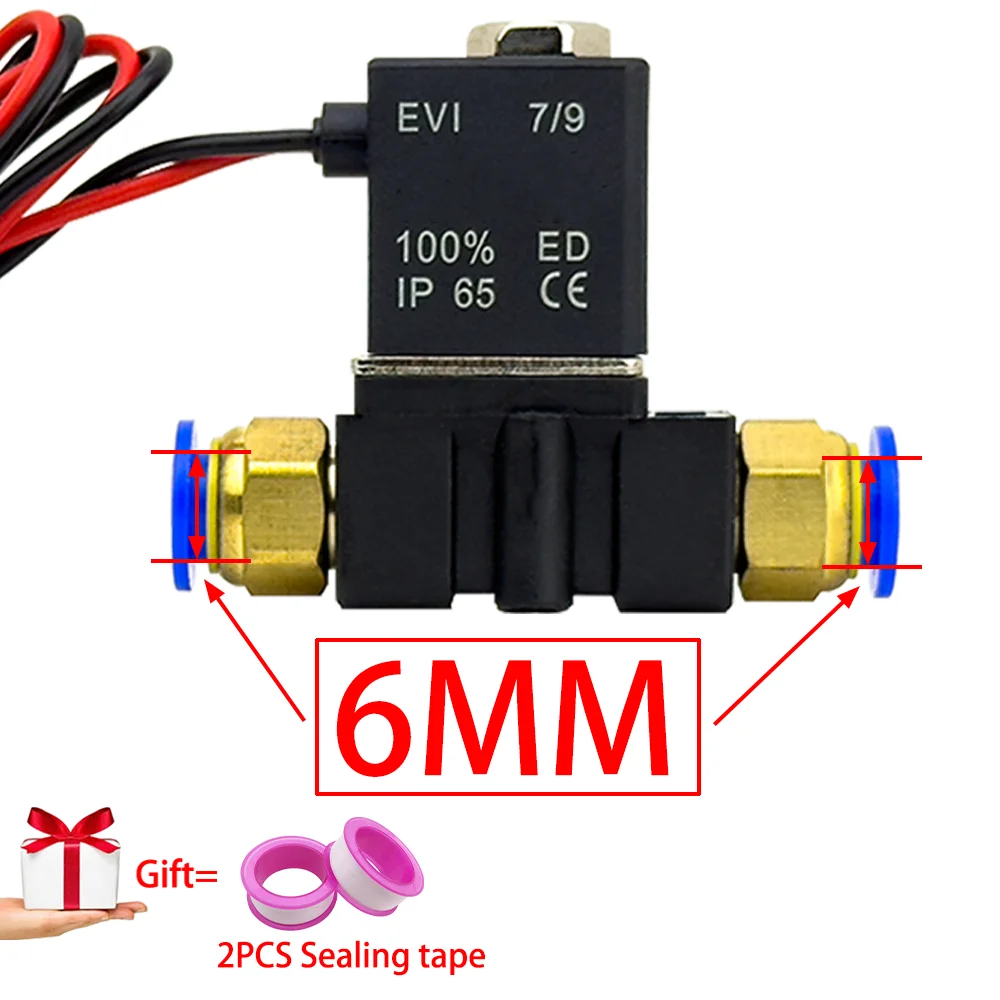 12 V, 24 V, 220 V, pneumatisches elektrisches Magnetventil, 2 Positionen, 2 Anschlüsse, normalerweise geschlossenes Luftmagnetventil, 6 mm 8 mm Schlauchtülle
